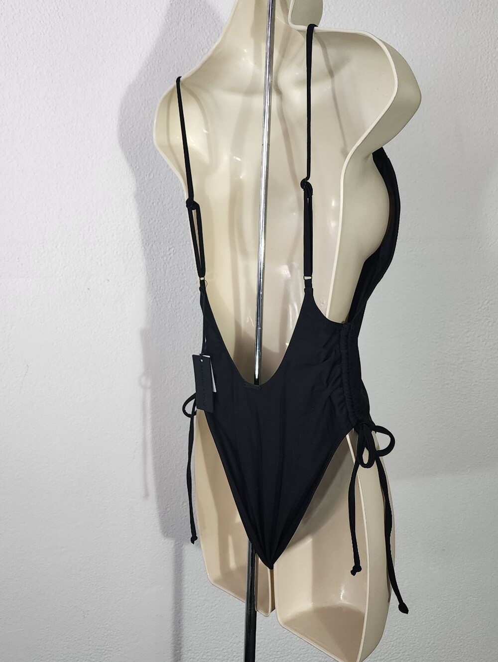 Kendall + Kylie Swimsuit One Piece Highcut String Tie Sides Black Size S - Picture 7 of 13